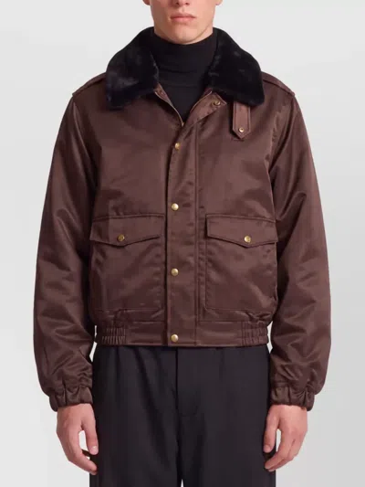 Willy Chavarria Relaxed-fit Nylon Bomber Jacket In Brown