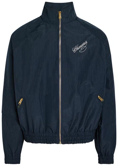 Willy Chavarria Ruff Rider Pinstriped Woven Track Jacket In Blue