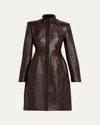 Willy Chavarria Santa Maria Leather Trench Dress In Brown