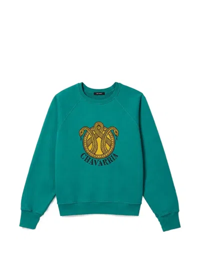 Willy Chavarria Snake-crest Raglan Sweatshirt In Blue