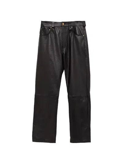 Willy Chavarria Chente Straight-leg Paneled Leather Trousers In Black