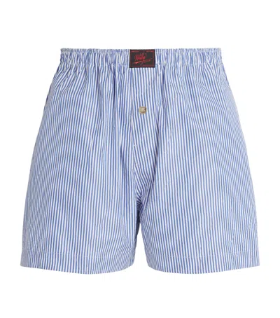 Willy Chavarria Stripe Woven Boxers In Blue