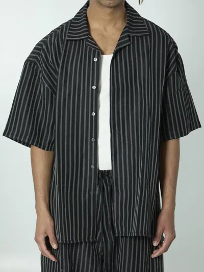 Willy Chavarria Striped Camp Collar Shirt In Animal Print