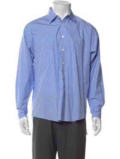 Pre-owned Willy Chavarria Striped Long Sleeve Shirt In Blue
