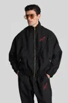 Willy Chavarria Ruff Rider Logo-embroidered Wool Bomber Jacket In Black