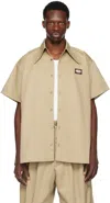WILLY CHAVARRIA TAN POINT COLLAR SHIRT