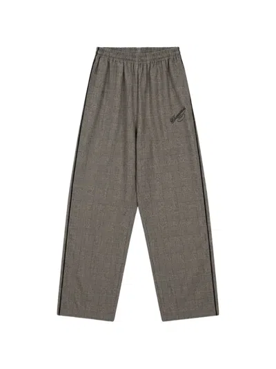 Willy Chavarria The Ruff Rider Check Track Pants In Gray