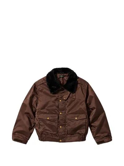 Willy Chavarria Uniform Faux-fur-collar Bomber Jacket In Brown