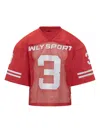 Willy Chavarria Red Mesh Jersey With Number 3 In Red