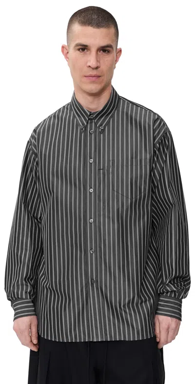 Willy Chavarria Veterano Striped Pocket Shirt In Black