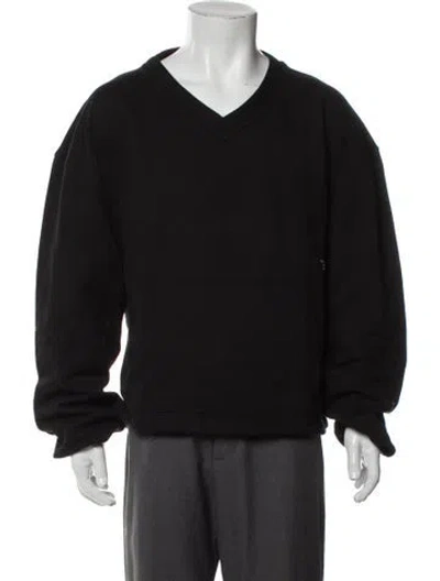 Pre-owned Willy Chavarria V-neck Long Sleeve Sweatshirt In Black