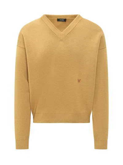 Willy Chavarria V-neck Sweater In Yellow