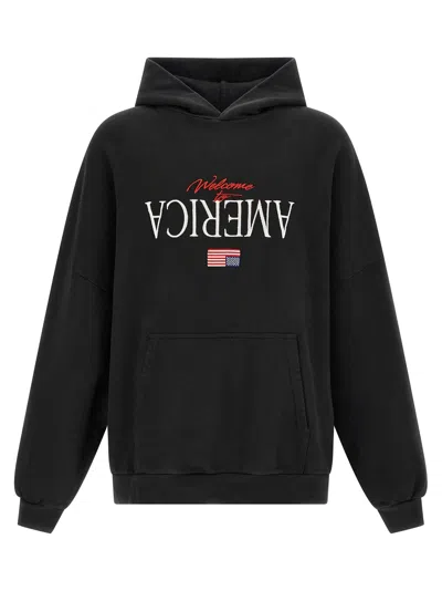 Willy Chavarria Welcome To America-hooligan Sweatshirt Black