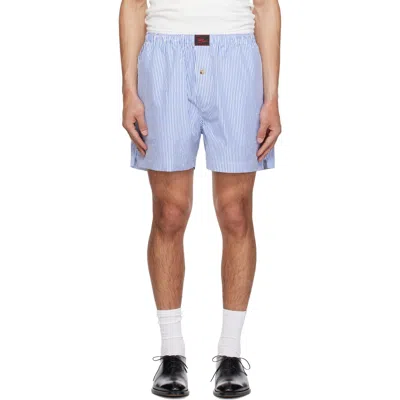 Willy Chavarria White & Blue Willy Woven Boxer Shorts In Brown