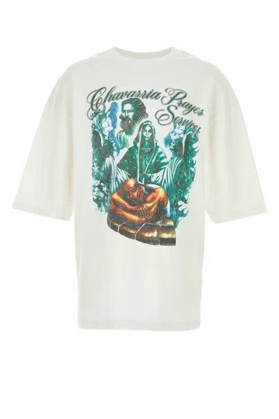 Willy Chavarria White Cotton Oversize Chavarria Prayer Services T-shirt In Multi