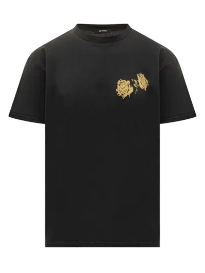 WILLY CHAVARRIA WILLY CHAVARRIA WILLY CHAVARRIA BLACK T-SHIRT WITH ROSE GOLD PRINT
