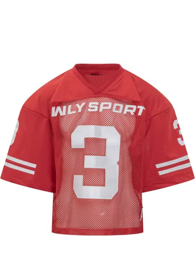Willy Chavarria Red Mesh Jersey With Number 3