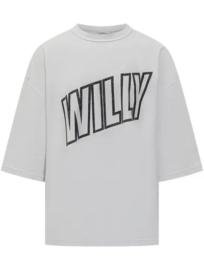 Willy Chavarria White T-shirt With Willy Logo In Gray