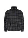 Willy Chavarria Ruff Rider Logo-embroidered Checked Wool-blend Jacket In Gray