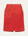 Willy Chavarria Red Workwear Zipped Denim Midi Skirt In Red