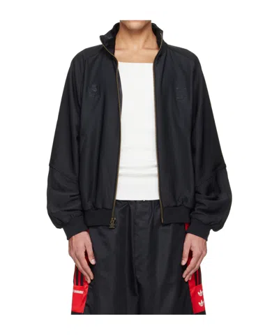 Willy Chavarria X Adidas Originals Collaboration Dress Twill Stand Collar Sports Jacket In Black