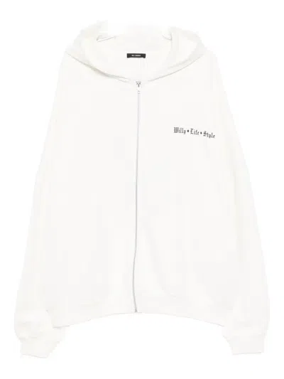 Willy Chavarria Zip-up Hoodie In White