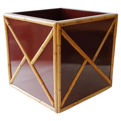Pre-owned Willy Rizzo 1970s Brown Laminate And Bamboo Planter
