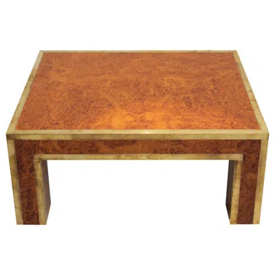 Pre-owned Willy Rizzo 1970s Burl Wood And Brass Side Table In Brown