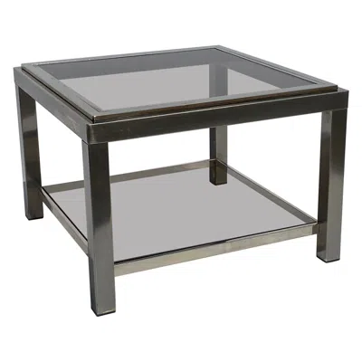 Pre-owned Willy Rizzo 1970s Chrome Side Table Glass Hollywood Regency Jean Charles  Manner In Gray