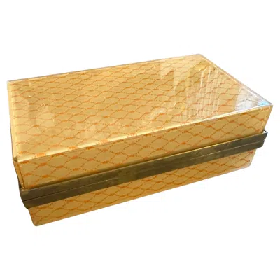 Pre-owned Willy Rizzo 1970s Mid-century Modern Plexiglass And Brass Italian Luxury Box By Cavinato In Brown