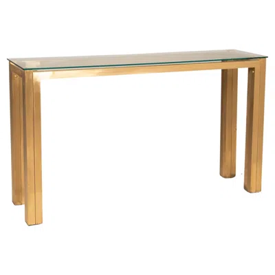 Pre-owned Willy Rizzo 1970s  Brass Console With Glass Top In Brown