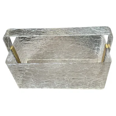 Pre-owned Willy Rizzo 1980s Modern Iced Lucite And Brass Italian Design Magazine Rack By Cavinato In Gray