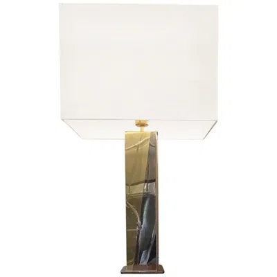 Pre-owned Willy Rizzo 1980s Table Lamp Silver Gold, Modern Metal Table Lamp In The Style Of Rizzo In White