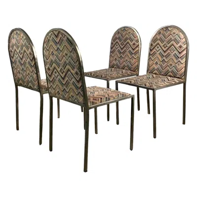 Pre-owned Willy Rizzo A Set Of 4 Memphis Post-modern Chairs, Italy 1980 In Gray