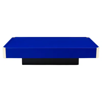 Pre-owned Willy Rizzo Attributed Majorelle Blue Lacquer And Brass Coffee Table 1970s