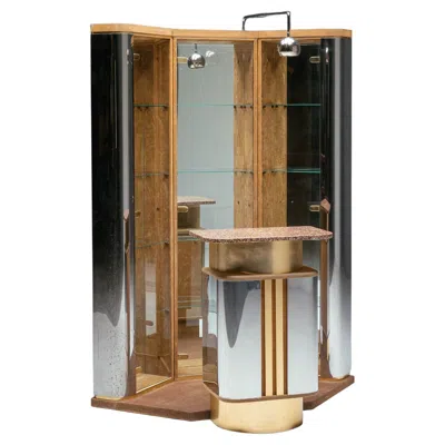 Pre-owned Willy Rizzo Bar Corner Cabinet By , Italy, 1970s In Brown