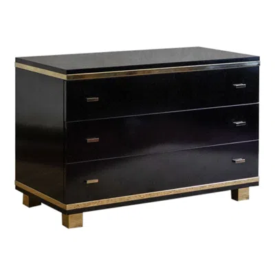 Pre-owned Willy Rizzo Black Lacquered Wood And Metal Chest Of Drawers. Attr. , Italy 1970
