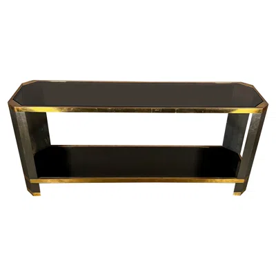 Pre-owned Willy Rizzo Brass And Black Glass Console Ron Seff, 1970's