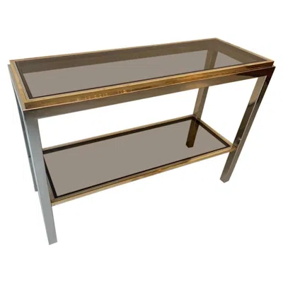 Pre-owned Willy Rizzo Brass & Chrome "flaminia" Console Table By , Italy, Ca. 1970's In Brown