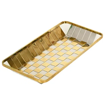 Pre-owned Willy Rizzo Brass And Chrome Italian Tray Or Catchall, Italy, 1970s In Sand