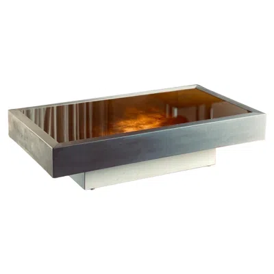 Pre-owned Willy Rizzo Brushed Steel & Backlit Glass Coffee Table, Italy, 1970s In Brown
