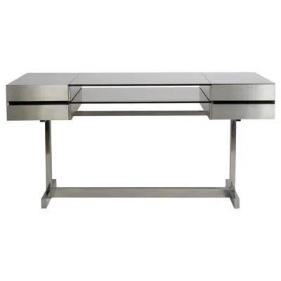 Pre-owned Willy Rizzo Brushed Steel And Tinted Glass Desk. Italy C1970s In Brown