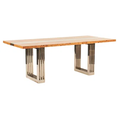Pre-owned Willy Rizzo Burlwood Chrome Glass Dining Table In Brown
