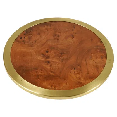 Pre-owned Willy Rizzo Centerpiece Dish Serving Tray In Wood And Brass  Style, Italy 1960s In Brown