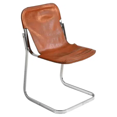 Pre-owned Willy Rizzo Chair Attributed To  For Cidue 1970s In Brown