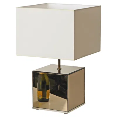 Pre-owned Willy Rizzo "cube" Table Lamp In Bronzed Mirror And Chrome, Italy, 1970s In Sand