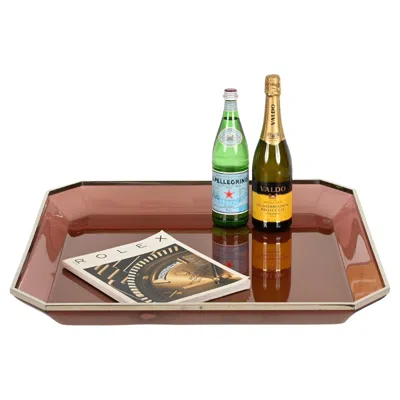 Pre-owned Willy Rizzo Dior Oversized Pink Lucite And Chrome Centerpiece Tray, Italy, 1970s