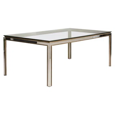 Pre-owned Willy Rizzo Fiorentina Model Steel And Brass Crystal Top Table, 1970s In Gray