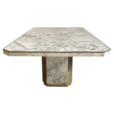 Pre-owned Willy Rizzo For Jean Charles Italian Marble & Brass Dining Table, 1960 In Gray