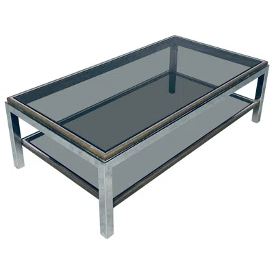 Pre-owned Willy Rizzo Hollywood Regency Flaminia Two Tier Coffee Table In The Style Of  In Gray